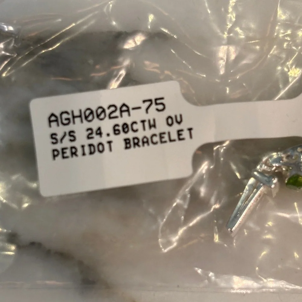 925 Sterling Silver Oval Peridot Tennis Bracelet 24.60ctw Green Gemstones 7.5